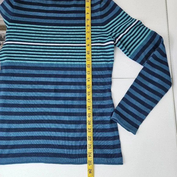 Duluth Trading women's S'no Sweat Mock Sweater blue striped pullover S - Picture 6 of 6